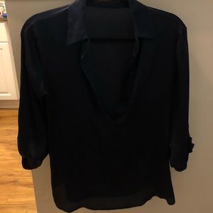 The Limited Sheer Navy Blouse